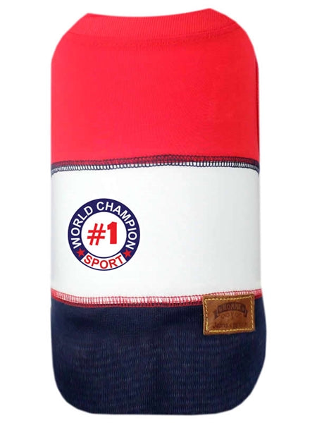 Parisian Pet World Champion Tank Dog & Cat Shirt – Comfortable Embroidered Cotton Tank, Perfect for Vacation – Red