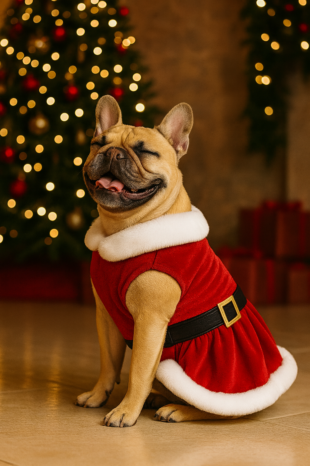 Parisian Pet Mrs. Claus Dress Dog T-Shirt-Red