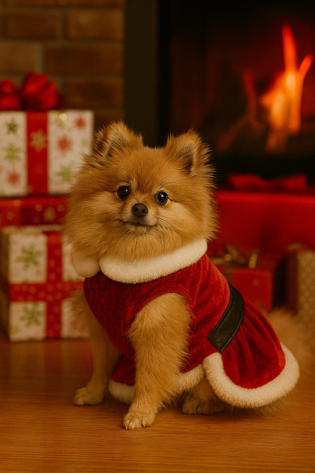 Parisian Pet Mrs. Claus Dress Dog T-Shirt-Red