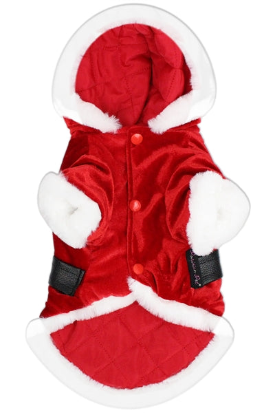 Parisian Pet Santa Claus Hoodie for Dogs and Cats, Dog Christmas Holiday Apparel, Red