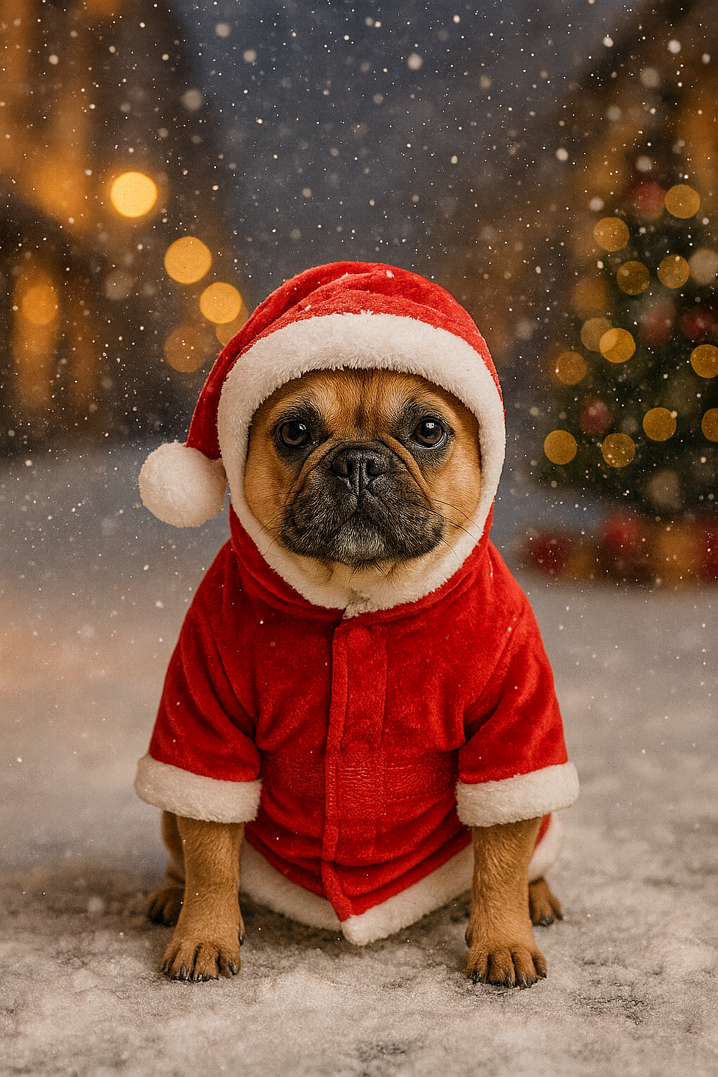 Parisian Pet Santa Claus Hoodie-Red