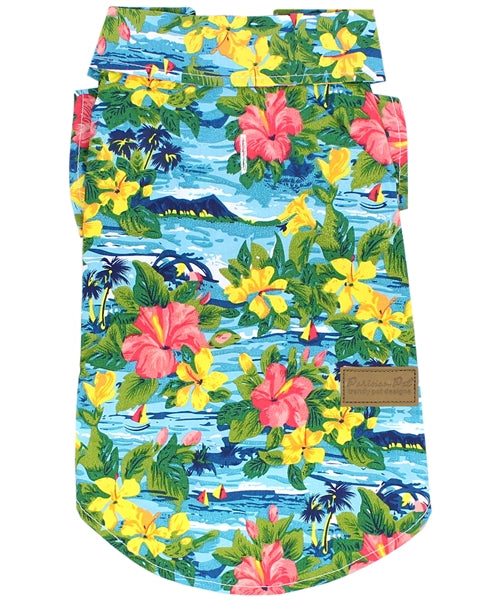 Parisian Pet Hawaiian Camp Dog Shirt-Blue