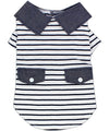 Parisian Pet Preppy Boy Polo Dog T-Shirt-Blue White Stripes