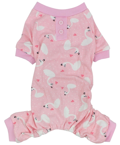 Parisian Pet Pink Swan Pajama for Dogs & Cats, Luxury Pet Sleepwear, Cozy Dog Pajama Set-Valentines Day
