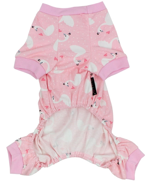 Parisian Pet Pink Swan Pajama for Dogs & Cats, Luxury Pet Sleepwear, Cozy Dog Pajama Set-Valentines Day