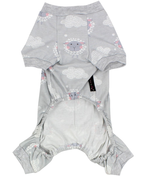 Parisian Pet Grey Sheep Pajama for Dogs & Cats, Designer Pet Sleepwear, Cozy Dog Pajama Set, Grey