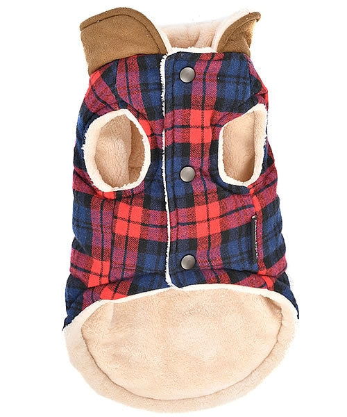 Parisian Pet Scottish Jacket for Dogs & Cats, Plaid Pet Jacket, Formal Wear, Holiday Pet Jacket, Red/Blue Plaid