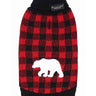 Parisian Pet Buffalo Checkered Sweater - Polar Bear for Dogs and Cats - Cozy Winter Wear with Adorable Polar Bear Design Red and Black