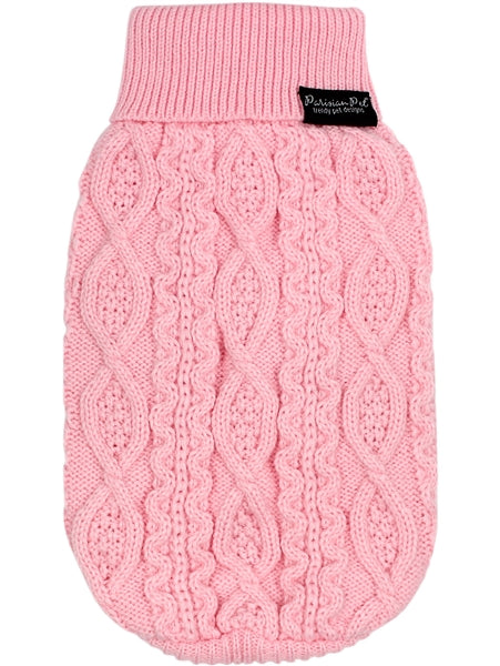 Parisian Pet Cable Knit Sweater - Warm & Stylish Pet Sweater in Blush Pink for Dogs & Cats-Valentines Day-Valentines Day