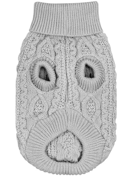 Parisian Pet Cable Knit Sweater - Warm & Stylish Pet Sweater in Cloud Gray for Dogs & Cats