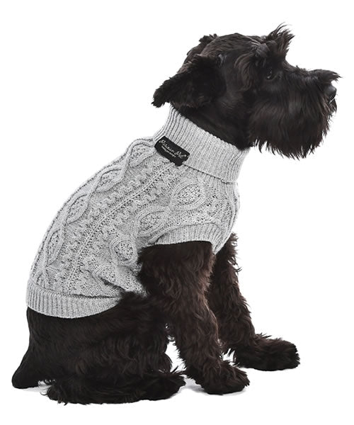 Parisian Pet Cable Knit Sweater - Warm & Stylish Pet Sweater in Cloud Gray for Dogs & Cats