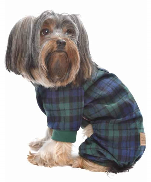 Parisian Pet Scottish Pajama Green & Blue Plaid for Dogs & Cats, Designer Pet Sleepwear, Cozy Dog Pajama Set-Saint Patricks Day