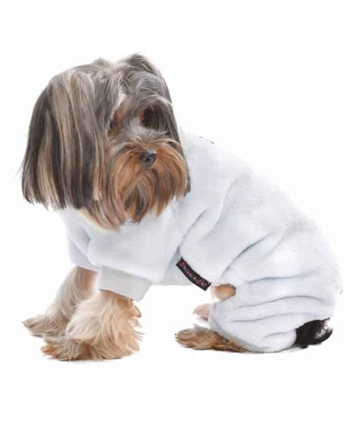 Parisian Pet Velour Pajama Cloud Gray for Dogs & Cats, Comfortable Pet Pajama Set, Cozy Dog Sleepwear, Gray