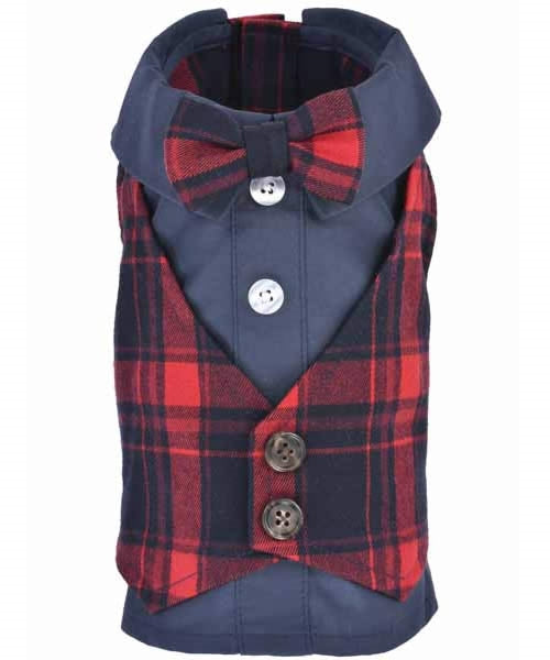 Parisian Pet Scottish Pleated Tuxedo Red/Blue Plaid