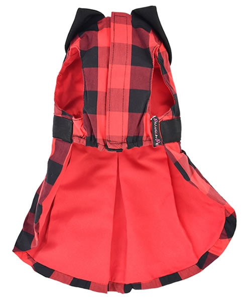 Parisian Pet Buffalo Checkered Taffeta Dress Dog T-Shirt-Red