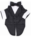 Parisian Pet Satin Party Tux-Black & White