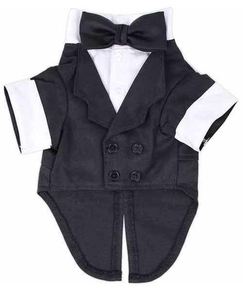 Parisian Pet Satin Party Tux-Black & White