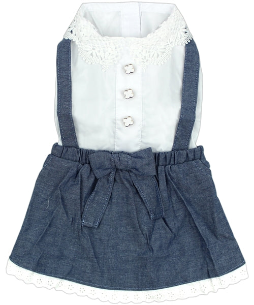Parisian Pet Chambray Overall Dress-Blue