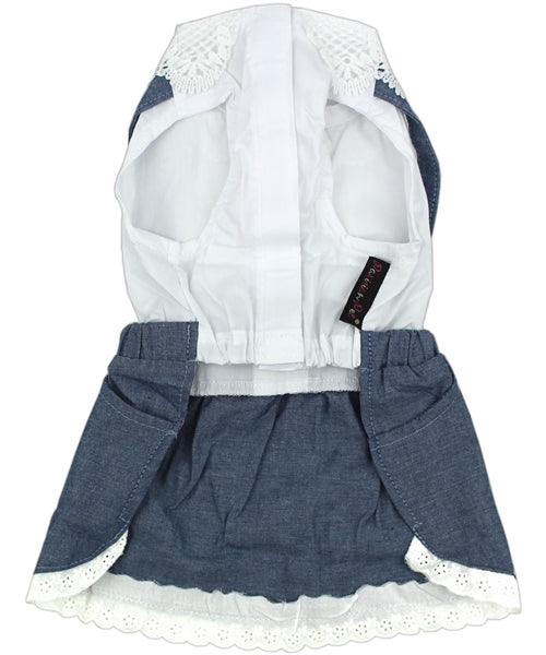 Parisian Pet Chambray Overall Dress-Blue