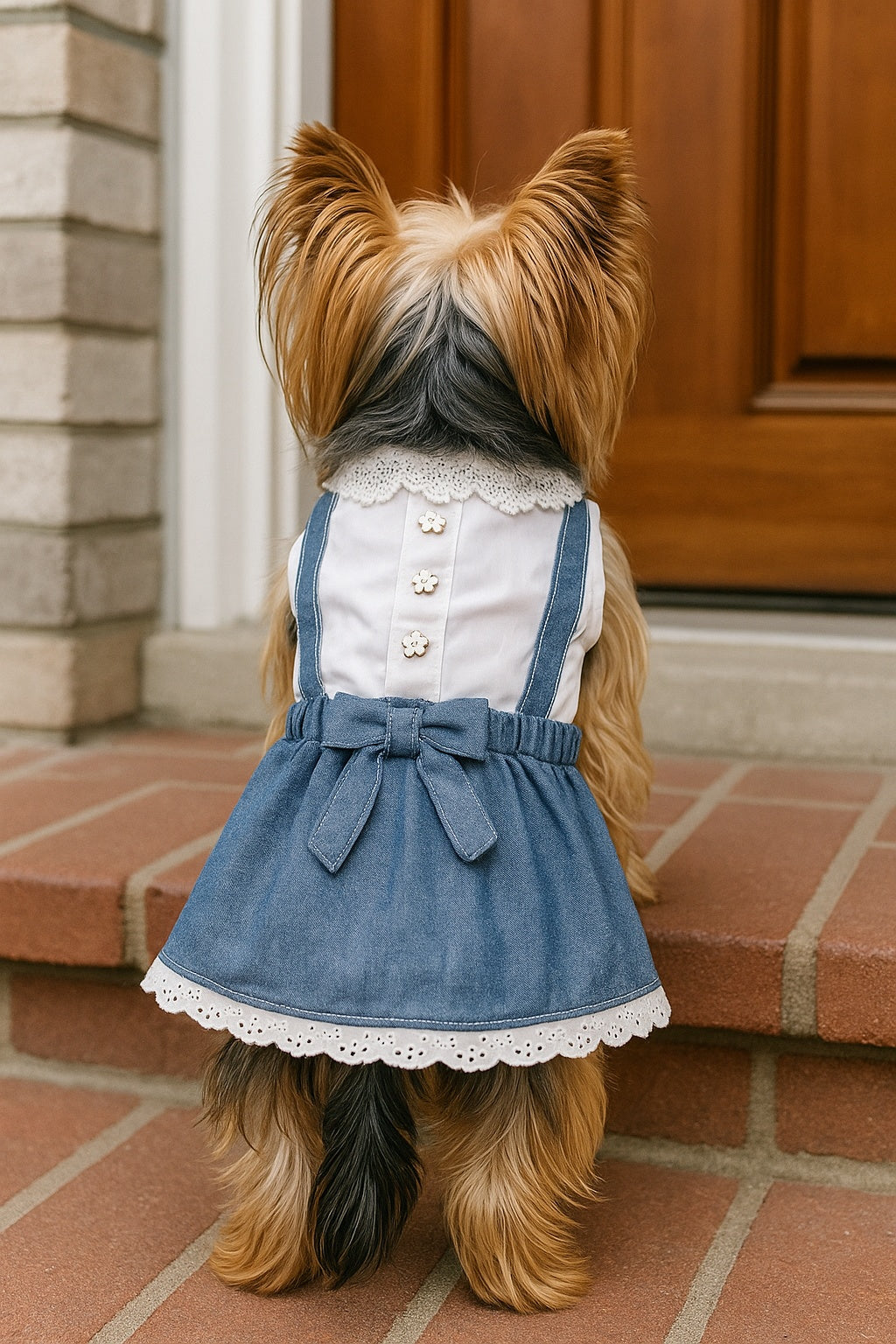 Parisian Pet Chambray Overall Dress-Blue