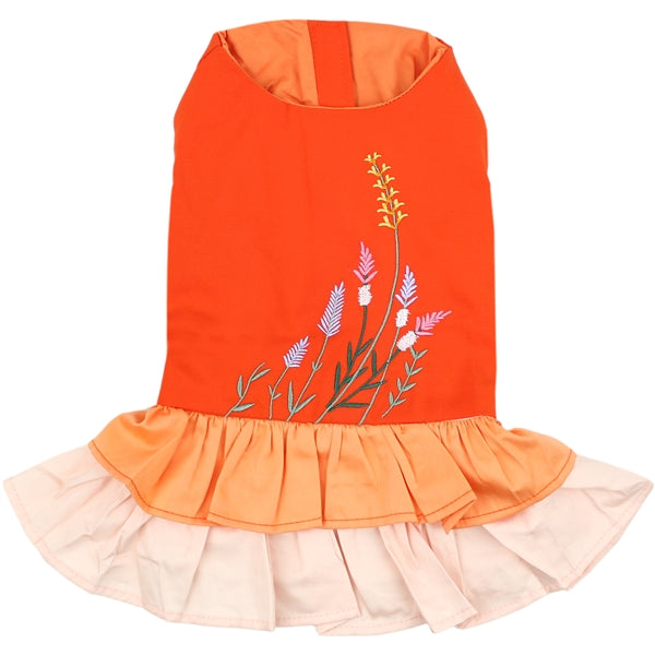 Parisian Pet Color Block Garden Dress for Dogs and Cats, Comfortable and Stylish, Summer Outfit, Orange