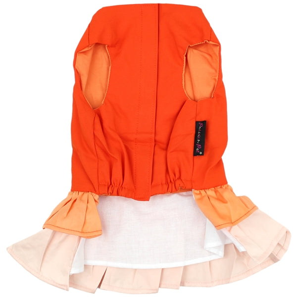 Parisian Pet Color Block Garden Dress for Dogs and Cats, Comfortable and Stylish, Summer Outfit, Orange