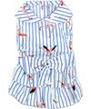 Parisian Pet Flamingo Print Dog Dress-Blue & White Stripes