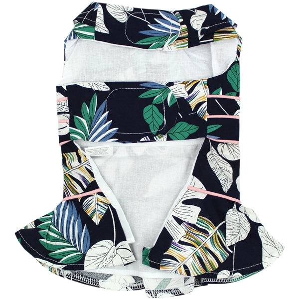 Parisian Pet Palm Leaves Dress Dog T-Shirt-Green, White