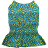 Parisian Pet Tribal Dress for Dogs and Cats, Ruched Waist, Stylish and Comfortable, Tribal Print - Green, Blue, Yellow