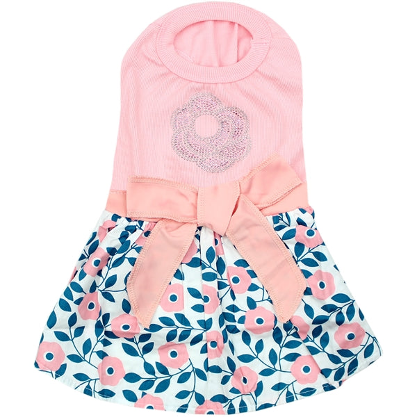 Parisian Pet Cherry Blossoms Dress Dog & Cat Shirt – Designer Pink Floral Dress, Perfect for Summer – Pink-Valentines Day