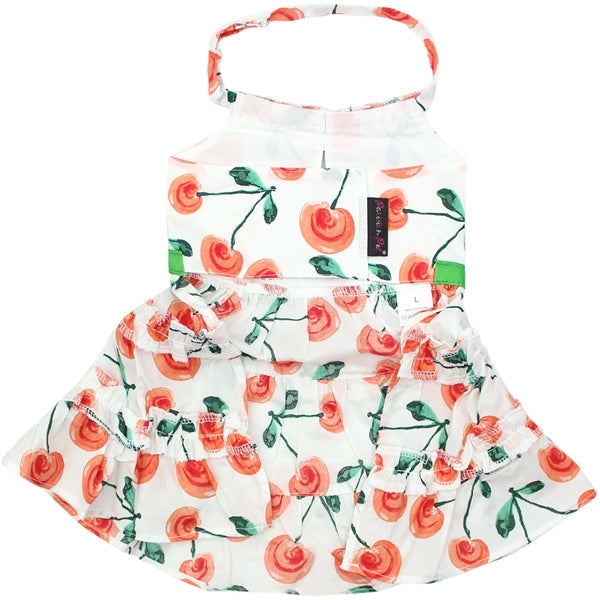 Parisian Pet Red Poppies Boho Dress Dog & Cat T-shirt  Adjustable Floral Pet Dress, Perfect for Summer - Red, White, Green-Valentines Day