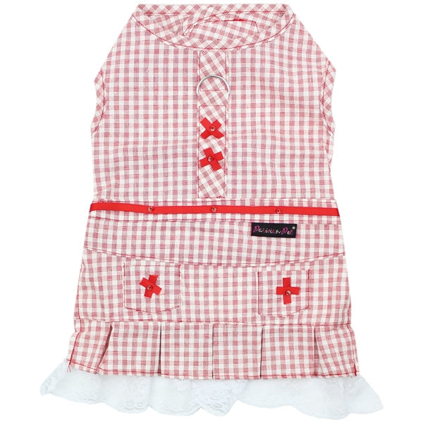 Parisian Pet Gingham Countryside Dress Dog T-Shirt-Red