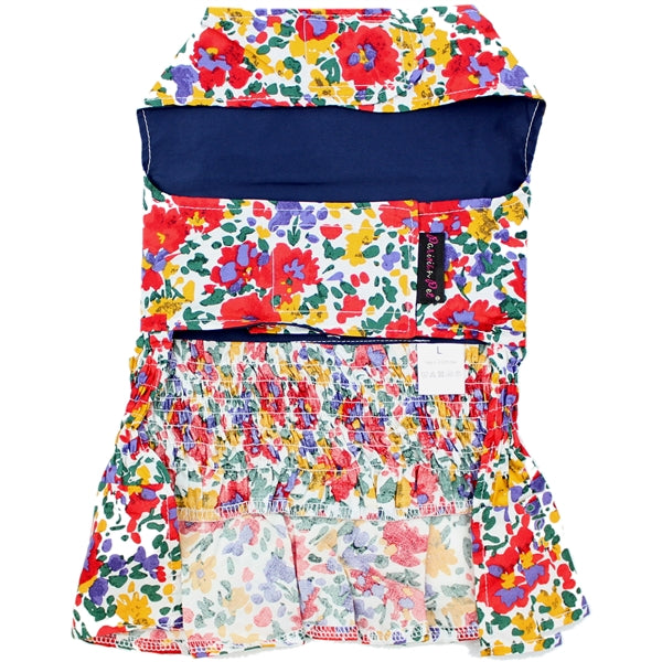 Parisian Pet Floral Artsy Dress Dog & Cat Shirt  Stylish and Comfortable Designer Dog Clothing - Red, Yellow, Blue, White-Valentines Day