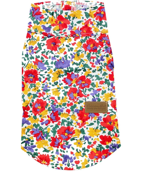 Parisian Pet Floral Artsy Dog & Cat Camp Shirt – Trendy Embroidered Cotton Apparel, Comfortable & Stylish-Valentines Day