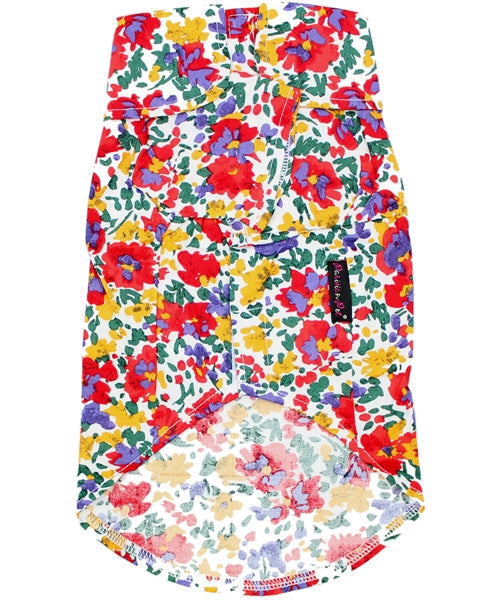 Parisian Pet Floral Artsy Dog & Cat Camp Shirt  Trendy Embroidered Cotton Apparel, Comfortable & Stylish-Valentines Day