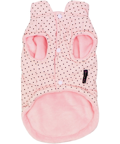 Parisian Pet Polka Dot Jacket for Dogs & Cats, Designer Pet Outerwear, Holiday Pet Jacket, Pink with Black Dots-Valentines Day