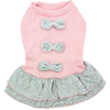 Parisian Pet Winter Bows Dress Dog T-Shirt-Pink & Gray