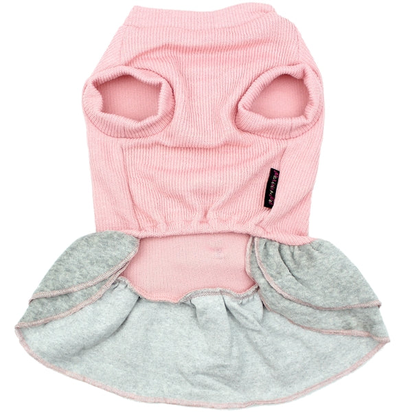 Parisian Pet Winter Bows Dress Dog & Cat Shirt  Elegant Holiday Pet Dress  Pink & Grey-Valentines Day