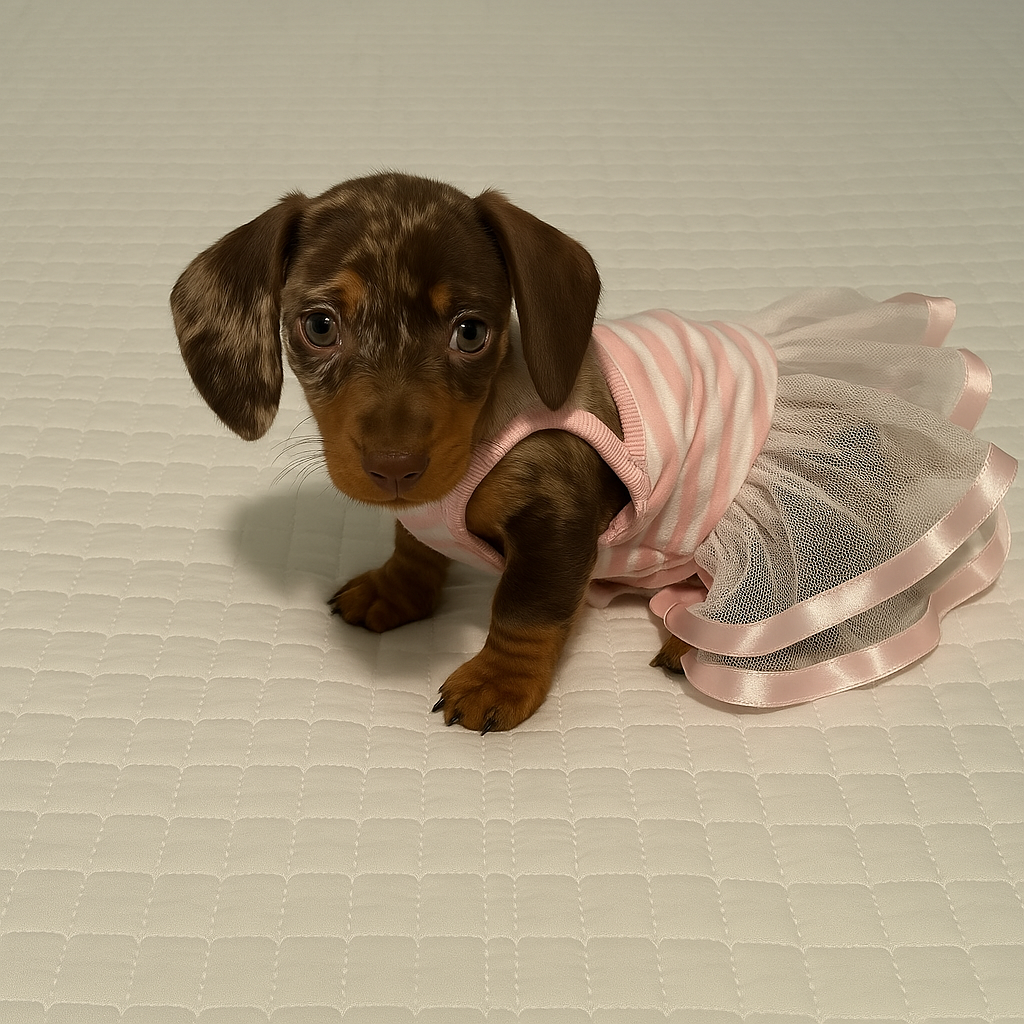 Parisian Pet Ballerina Dress Dog T-Shirt-Pink & White Stripes