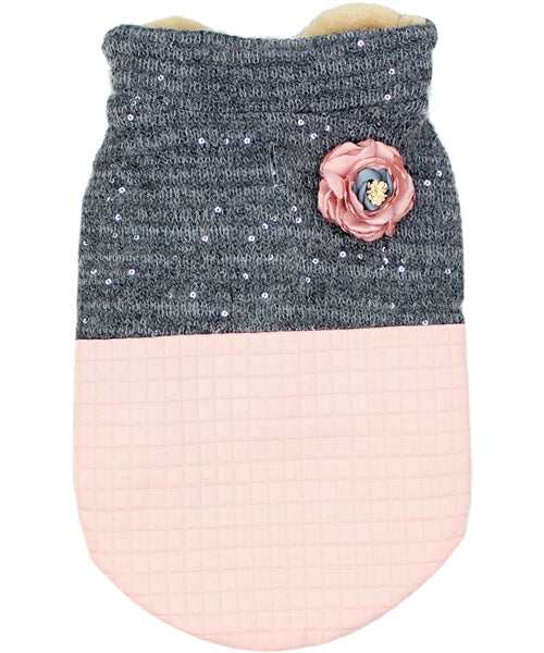 Parisian Pet Fancy Flower Quilted Jacket for Dogs & Cats, Warm Pet Outerwear, Quilted Floral Dog Jacket - Valentines Day