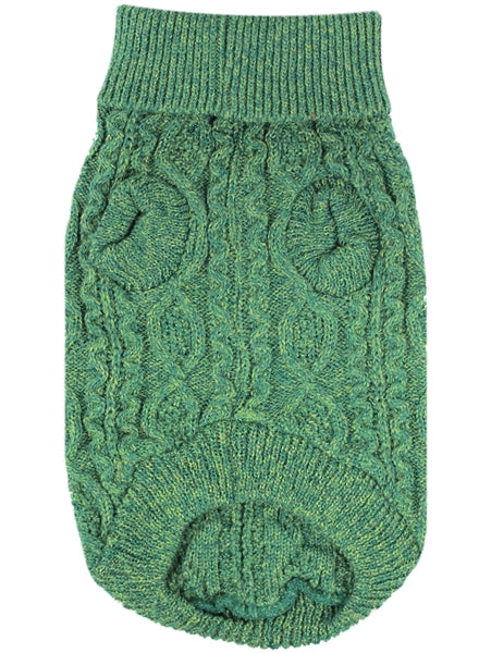 Parisian Pet Cable Knit Sweater - Warm & Stylish Pet Sweater in Green for Dogs & Cats