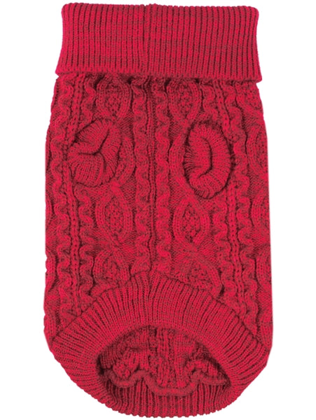 Parisian Pet Cable Knit Sweater - Warm & Stylish Pet Sweater in Red for Dogs & Cats-Valentines Day