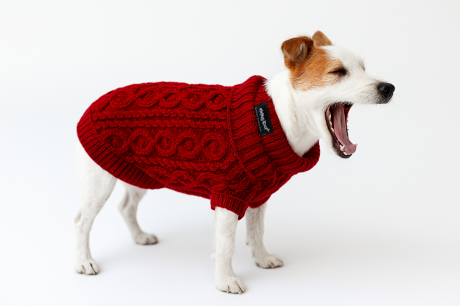 Parisian Pet Cable Knit Sweater-Red