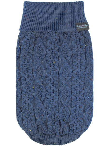 Parisian Pet Cable Knit Sweater - Warm & Stylish Pet Sweater in Navy Blue for Dogs & Cats