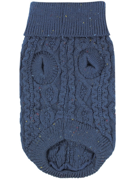 Parisian Pet Cable Knit Sweater-Navy Blue