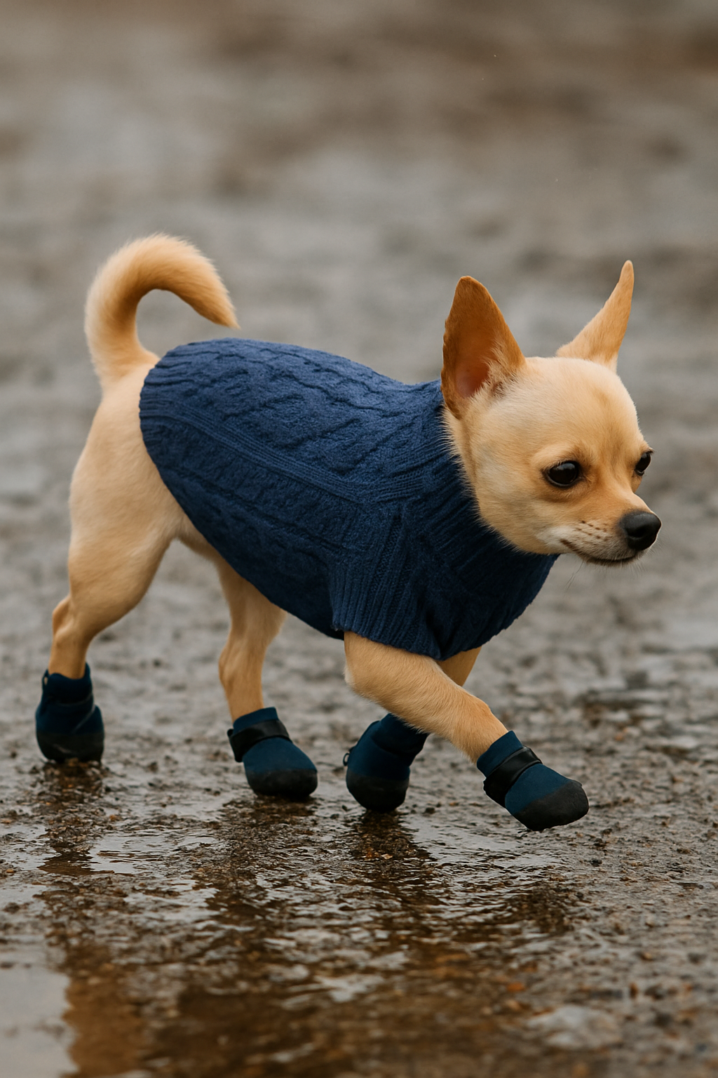 Parisian Pet Cable Knit Sweater-Navy Blue