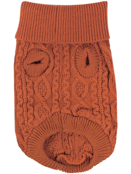 Parisian Pet Cable Knit Sweater - Warm & Stylish Pet Sweater in Terracotta for Dogs & Cats