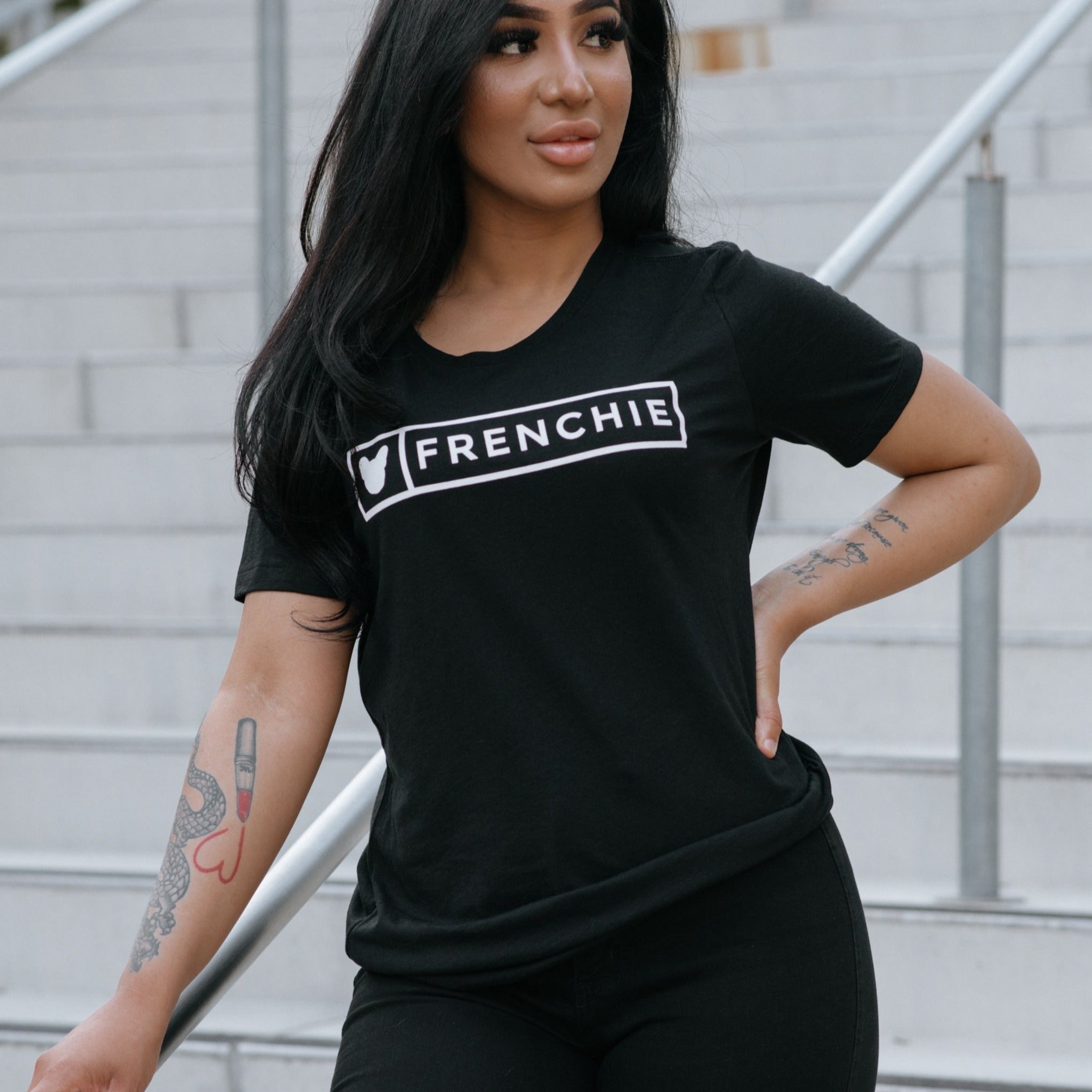 Frenchie Womens Tee - Black