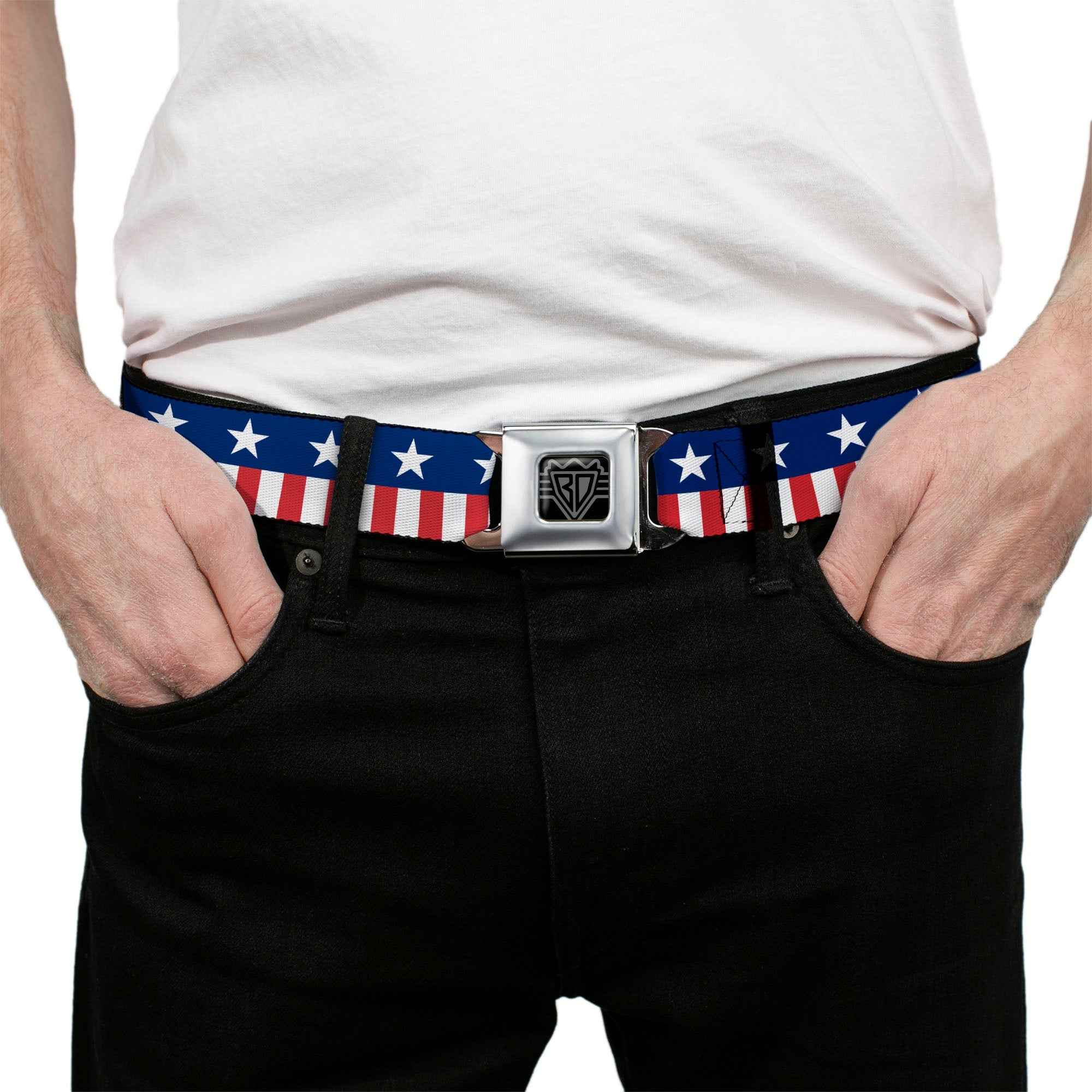USA Stars & Stripes 2 Seatbelt Belt – World Cup 2026 Edition (Blue/White/Red/White)