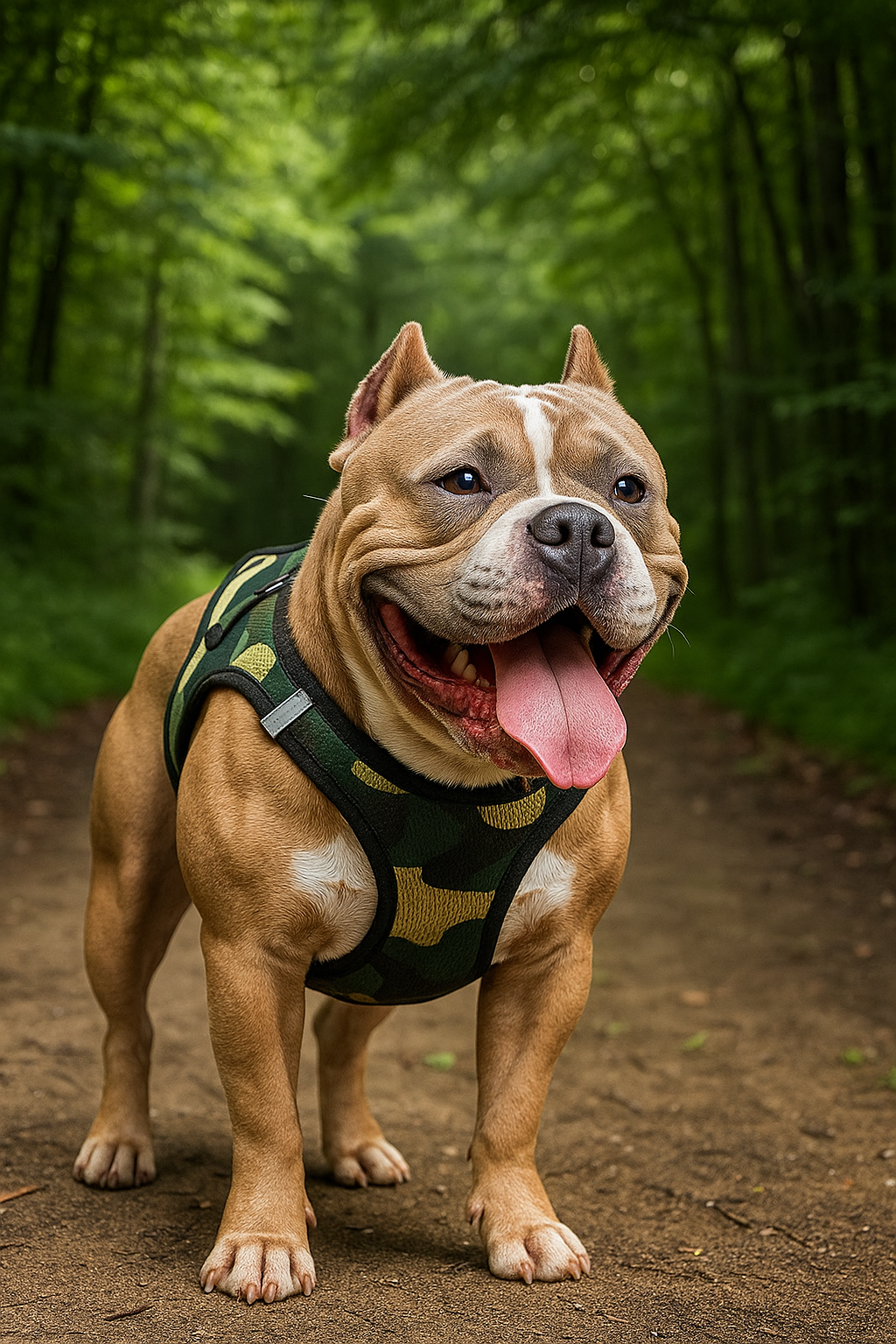 Parisian Pet Step-In Harness for Dogs & Cats  Comfortable Camo Harness, Adjustable Fit for Small & Large Pets, Green